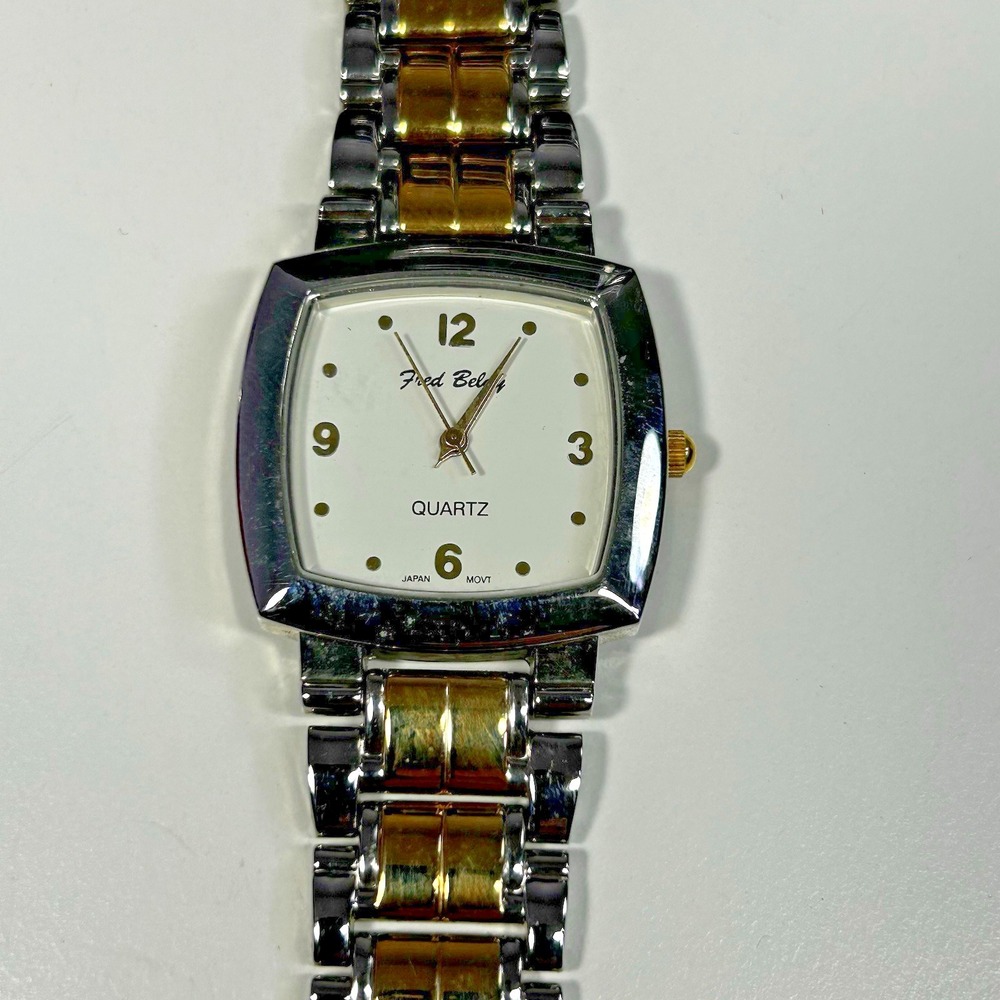 Fred Bell Women's Two-Tone Quartz Watch Square Case‎ Japan Movt Stainless Back